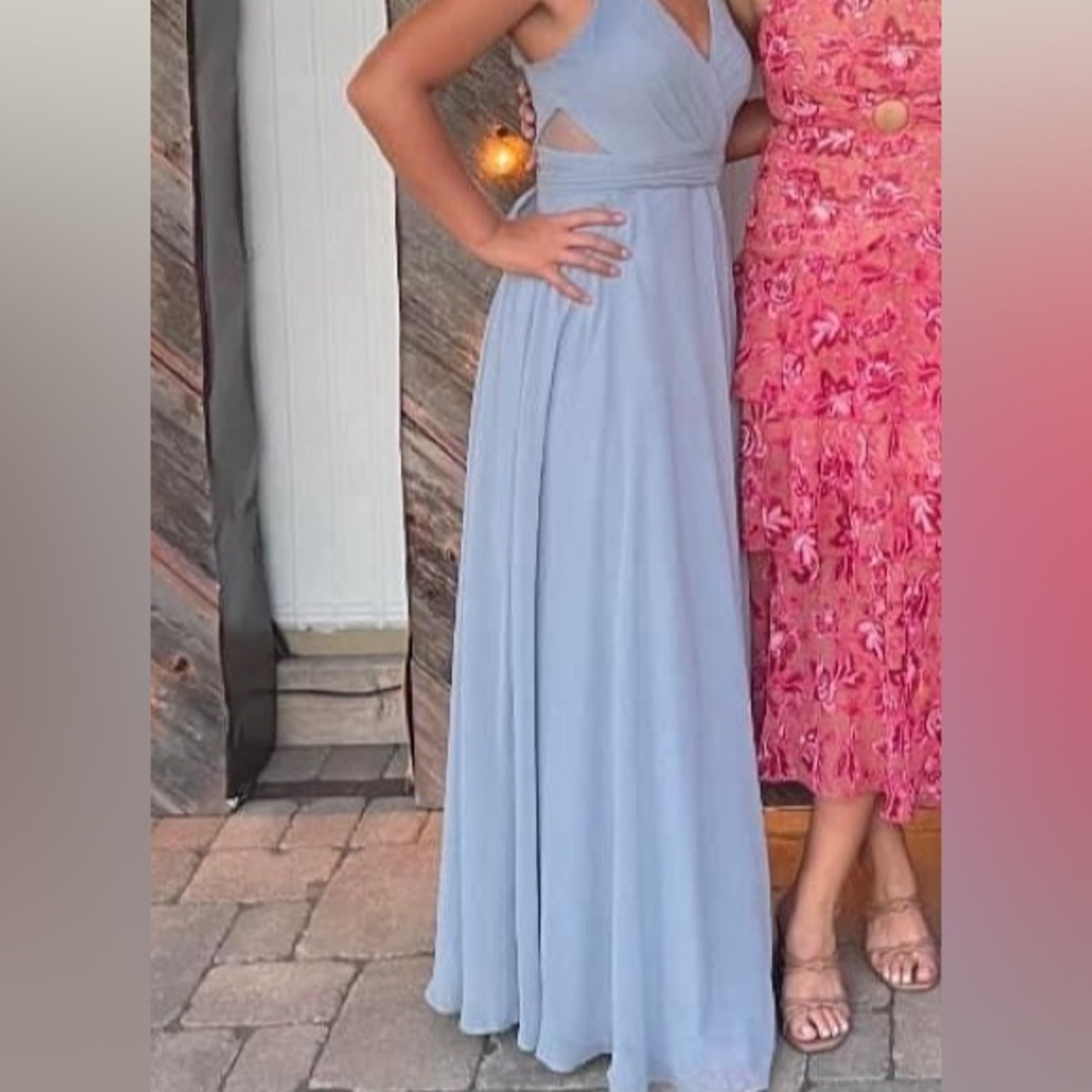 Azazie dusty blue maxi dress size 4